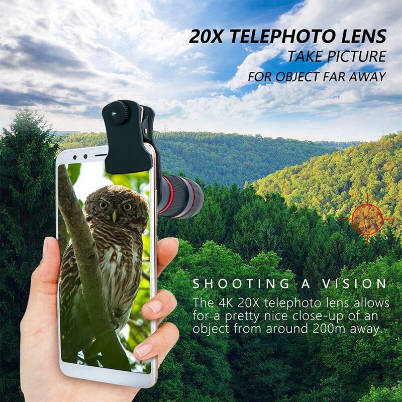 20X Mobiele Telescoop Hd Lange Afstand 20X Tele Camera Lens