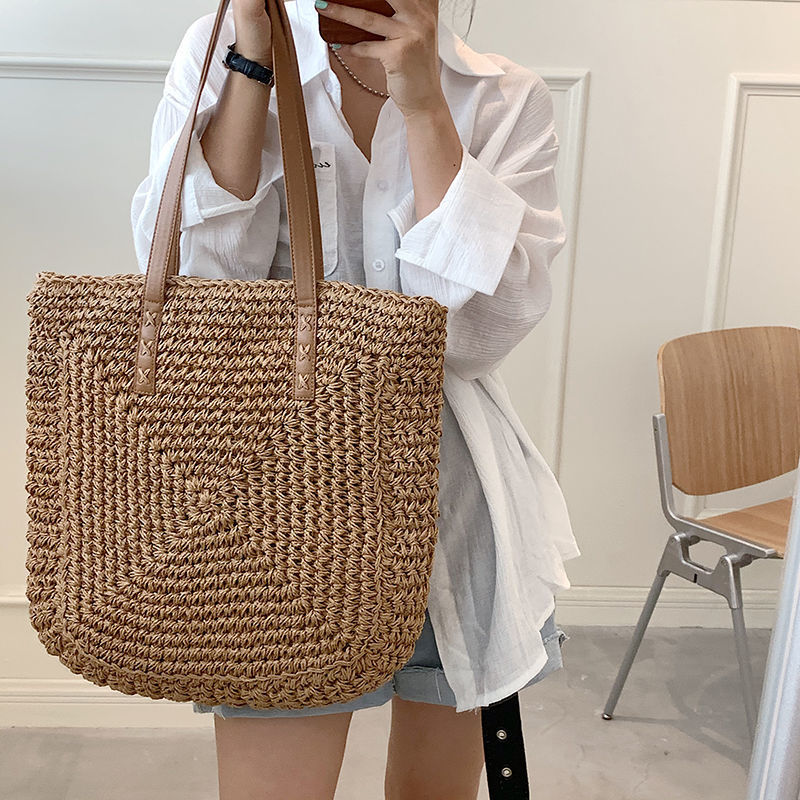 Borsa da donna intrecciata estiva borsa da donna in paglia di grande capacità Shopper Beach borse fatte a mano di Design per donna borsa a tracolla femminile di moda