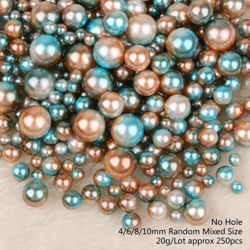 4/6/8/10mm multi størrelse 250 stk / lotoption om tilfældig blanding farve ingen huller perler runde perler til diy dekoration: Påfuglgrøn guld