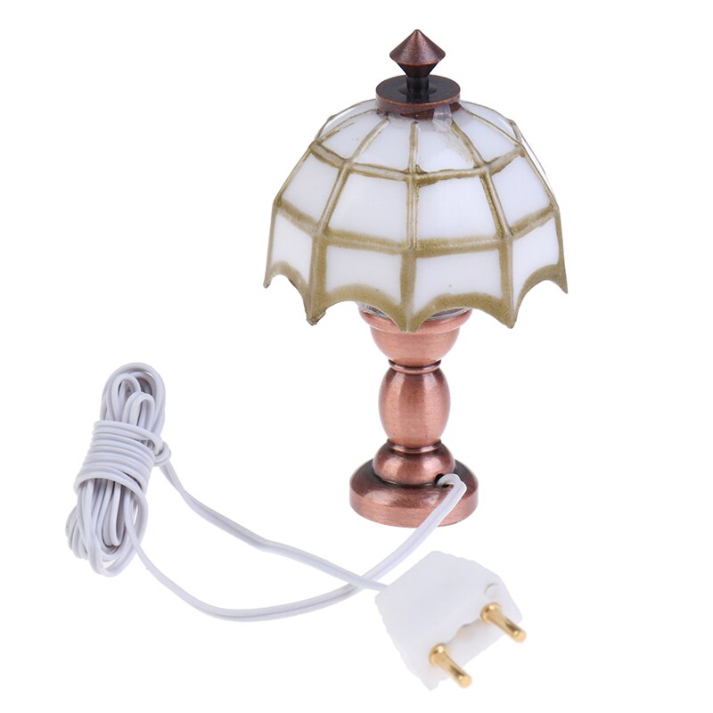 Miniaturowa lampa biurkowa 12 v lampa robić pracy akcesoria robić domku dla lalek 1:12 Lalka Dom mini biały stół lampa