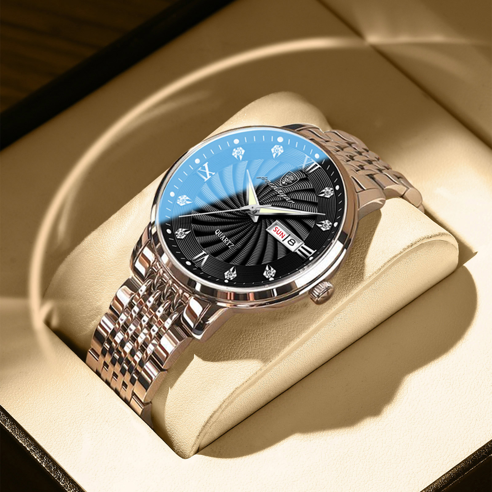 POEDAGAR Luxe Man Horloge Waterdicht Lichtgevende Datum Week heren Quartz Horloge Roestvrij Staal Mode Sport Heren Horloges