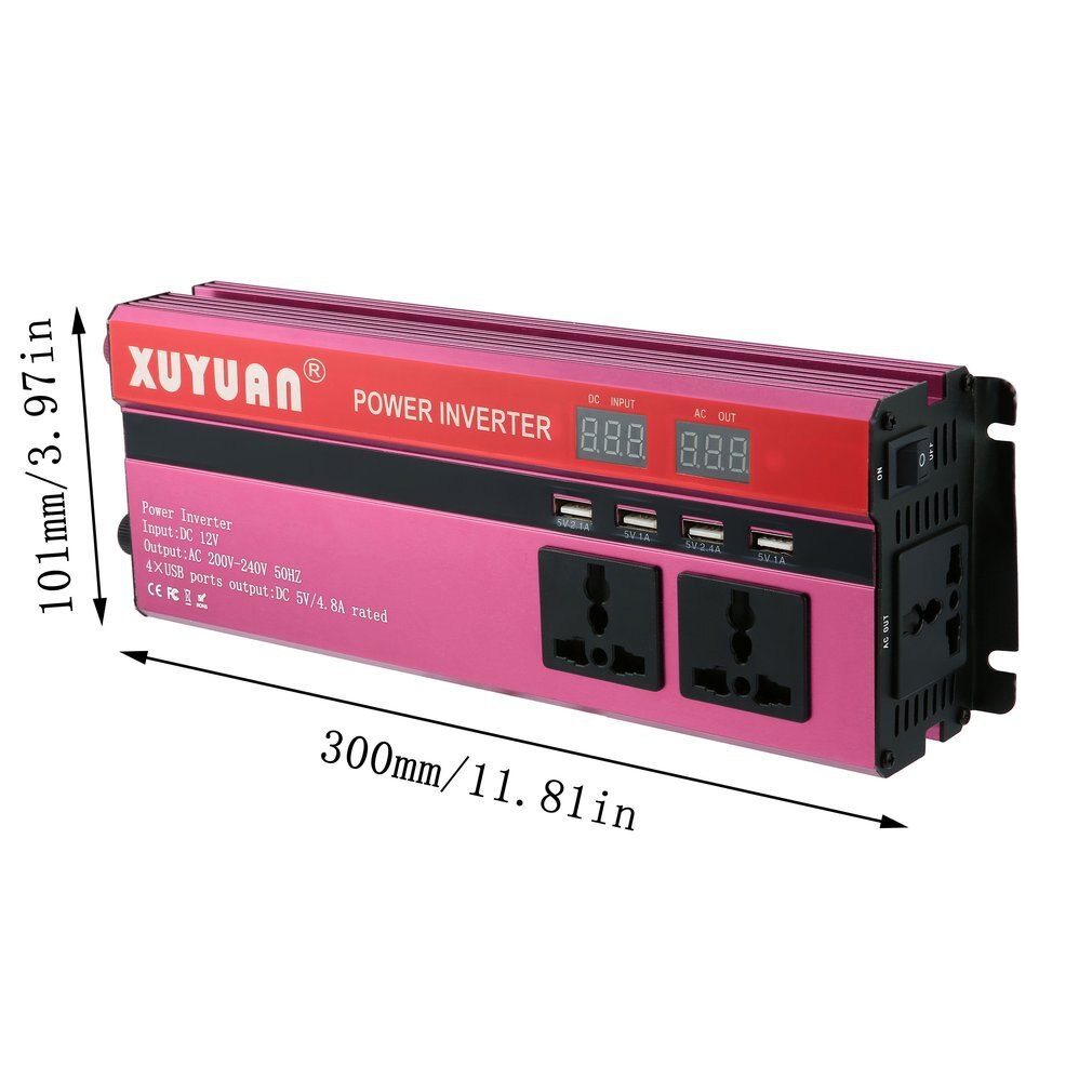 Inversor de energía Solar de 6000W, convertidor de onda sinusoidal de coche con pantalla LED, CC de 12V a ca de 220V, para electrodomésticos