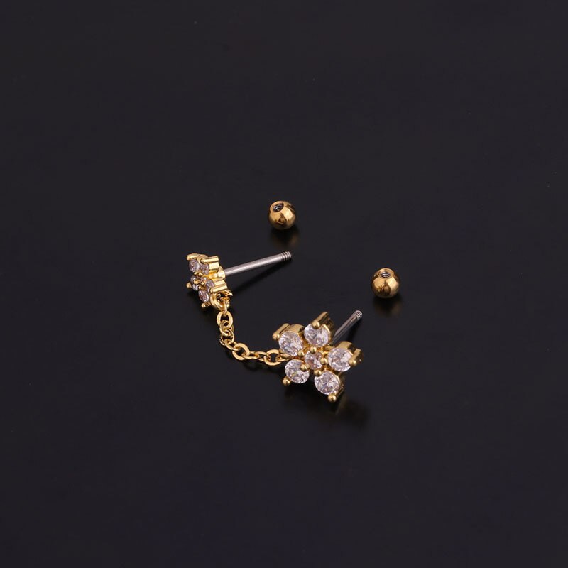 Boucles d'oreilles pour femmes, 1 pièce, 20G, Cz, Piercing Tragus Oreja, nez, anneau, oreilles, bijoux du corps, Style coréen