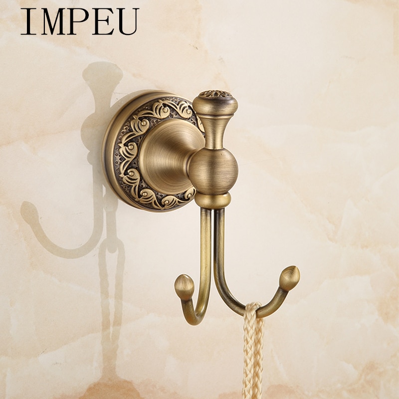 IMPEU Double Robe Hook, Jas en Handdoek Haken voor Badkamer Wall Mounted, Antiek Brons Afwerkingen