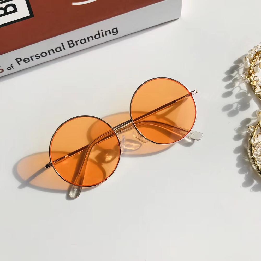 Gafas de sol redondas Retro para mujer, lentes de aleación para niños, montura para Conductor, accesorios para coche: orange