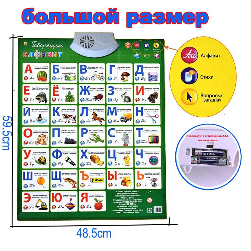 Russian Alphabet Sound Poster Learn Machine Electronic Kids Learning Toys Educational Chart Children Early Teaching: 1