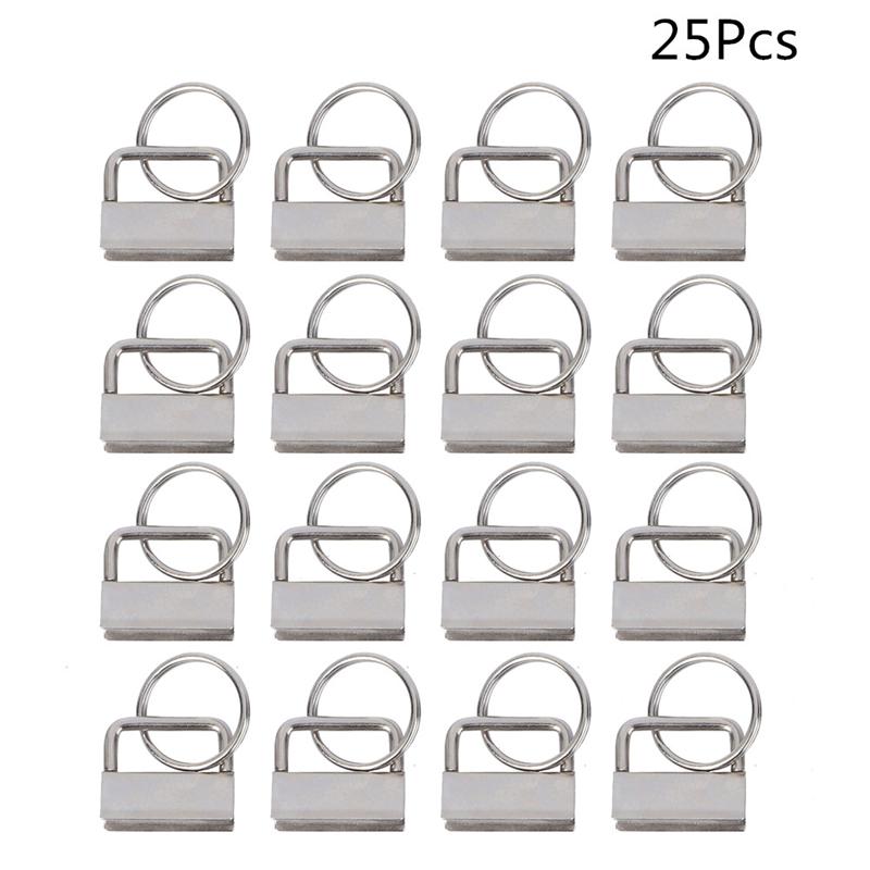 25/50Pcs DIY Stoff Hardware Schlüssel Kette Fob Armband Hardware mit Schlüssel Ring für Lanyard Gepäck Strap Zubehör (25mm, silber): 25Pcs Silver