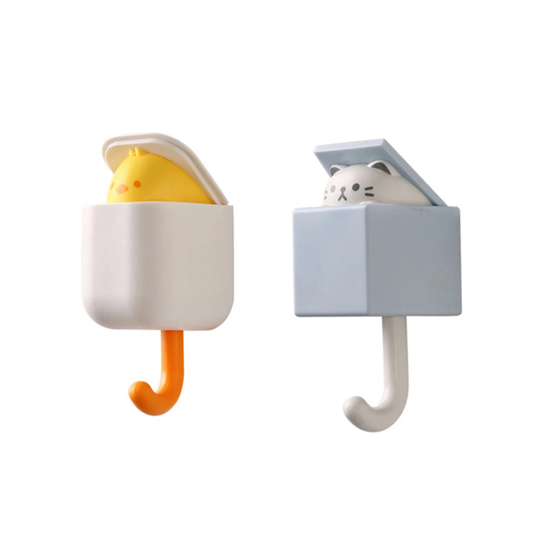 Cartoon Cat Hook Self Adhesive Dormitory Bedroom Door Hangers Hooks Key Umbrella Towel Cap Coat Rack Wall Animal Decoration Rack: Burgundy