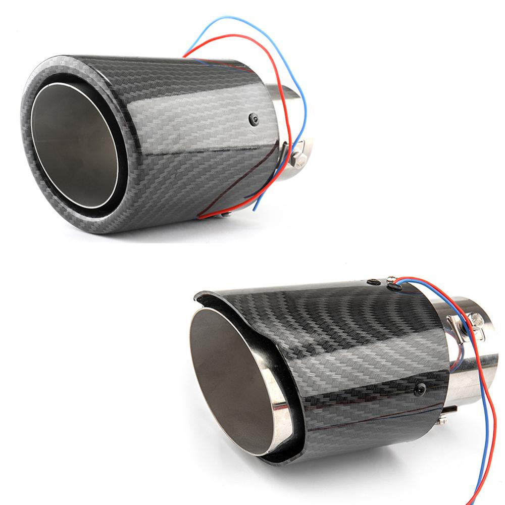 Car Modified Exhaust Pipe LED Light Carbon Fiber for Universal Model Red/Blue Light