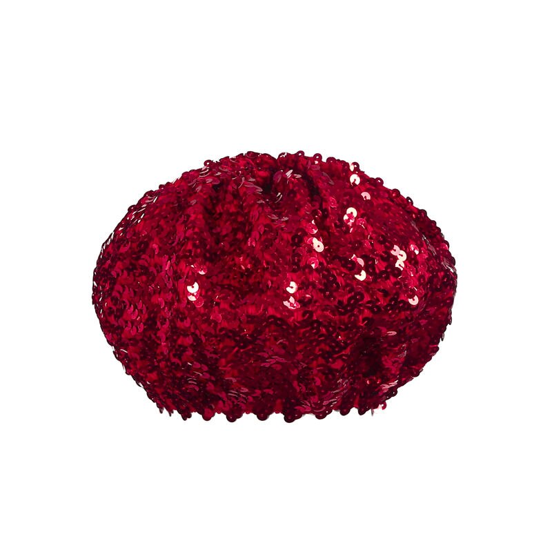 Women Sequin Berets Bling Stretch Metallic Shining French Beret Hat Beanie Clubwear Cap: Red