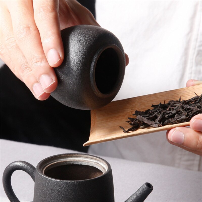 Japanese Coarse Pottery Zen Tea Caddy Kung Fu Tea Set Kitchen Spice Jars Sugar Bowl Sealed Cans Candy Storage Tank