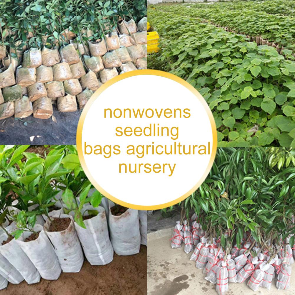 100pcs Biodegradable Non-woven Nursery Bags Plant Grow Bags Fabric Seedling Pots Eco-Friendly Aeration Planting Bags Multi Sizes