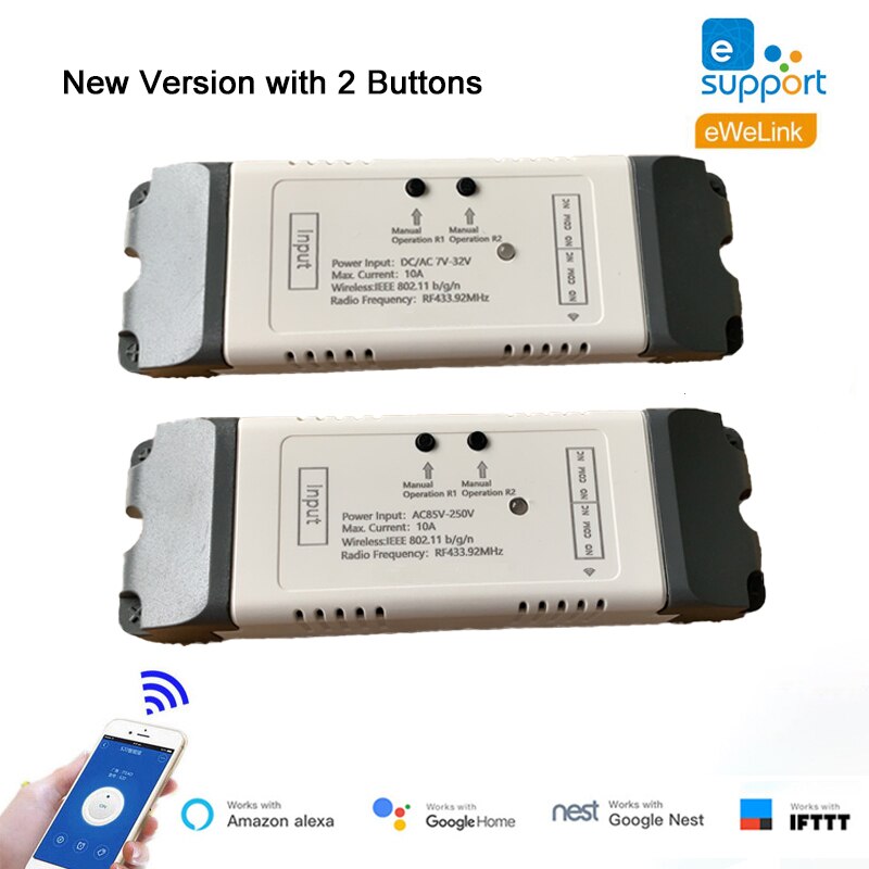 EWeLink 2 Canali Relè Wifi accorto interruttore Tenda Impulsi se stesso-lcoking di Blocco FAI DA TE accorto casa, Casa Intelligente