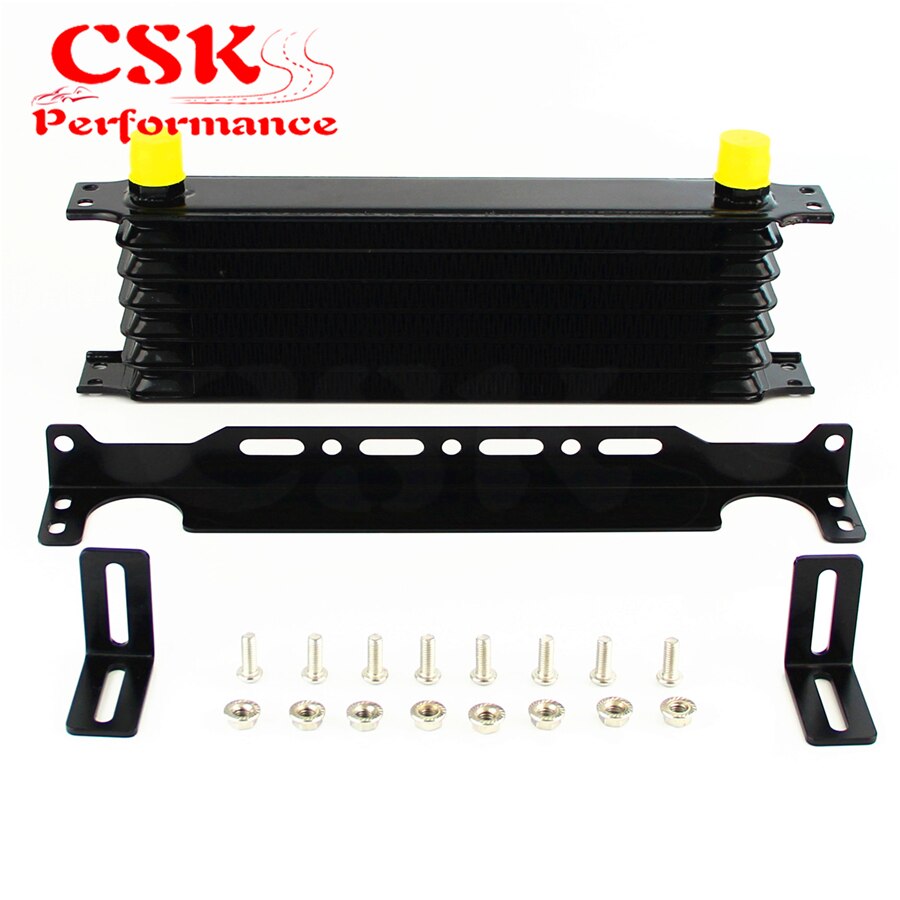 Aluminum 7 Row AN10 Trust Engine Oil cooler W/ 262mm Mounting Bracket Kit Black