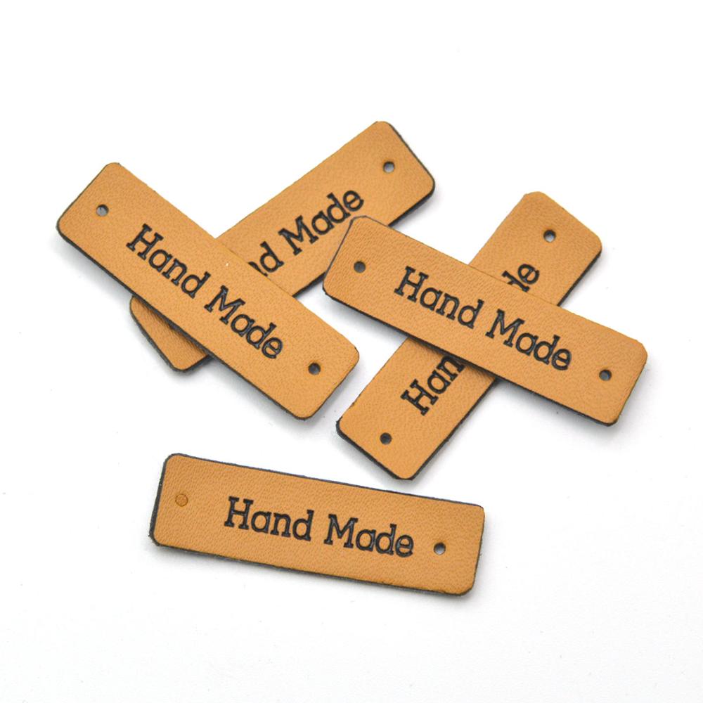 30Stck Handgemachte Etiketten Stichworte Kleidung Bekleidung PU Leder Etikett Hand gemacht Jeans Taschen DIY Handwerk betroffen NäHenne Liefert: Nein.7-3.8cm x1.1cm