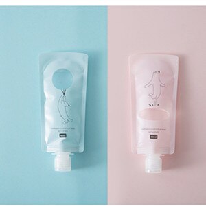 1 set make-up navulbare reisfles, draagbare lege plastic verpakkingszak voor lotion, shampoo, badcontainer: Tekenfilm