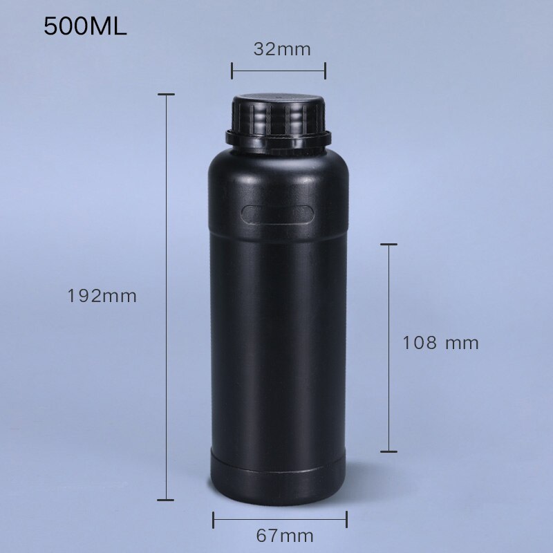 Round Plastic bottle with Lid Empty storage container for Disinfection Alcohol Food Grade HDPE material 1PCS: 500ml black
