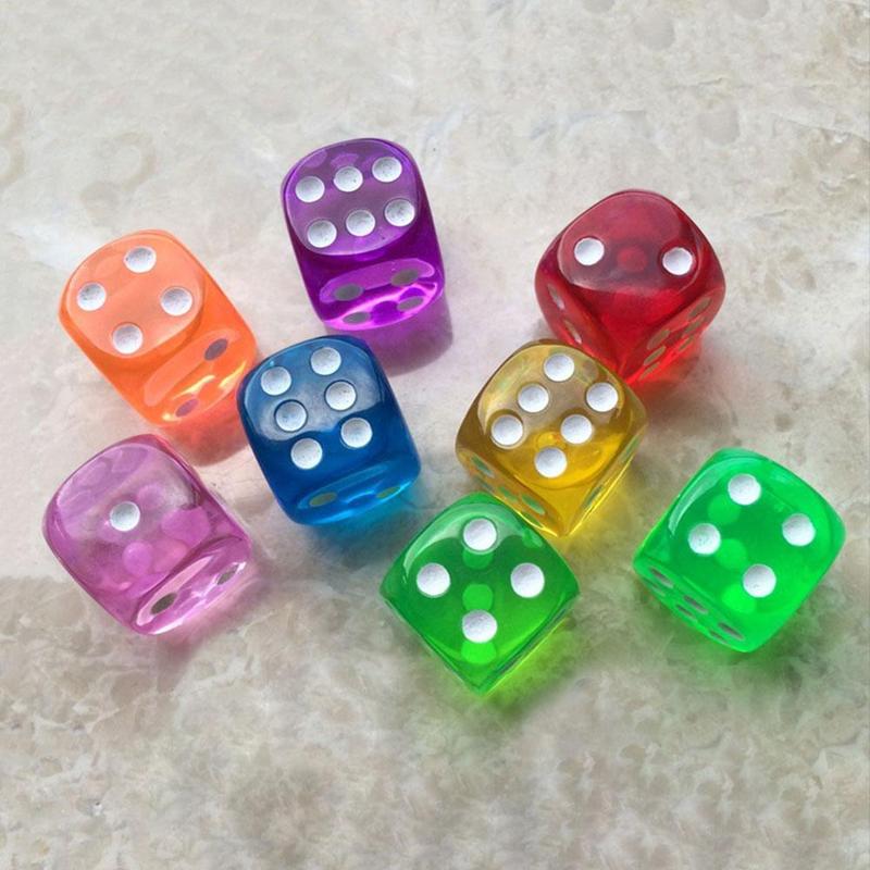 One Sells 14mm Fillet Transparent Color Dice 10 Color Random Doll Toy Accessories Doll House Accessories