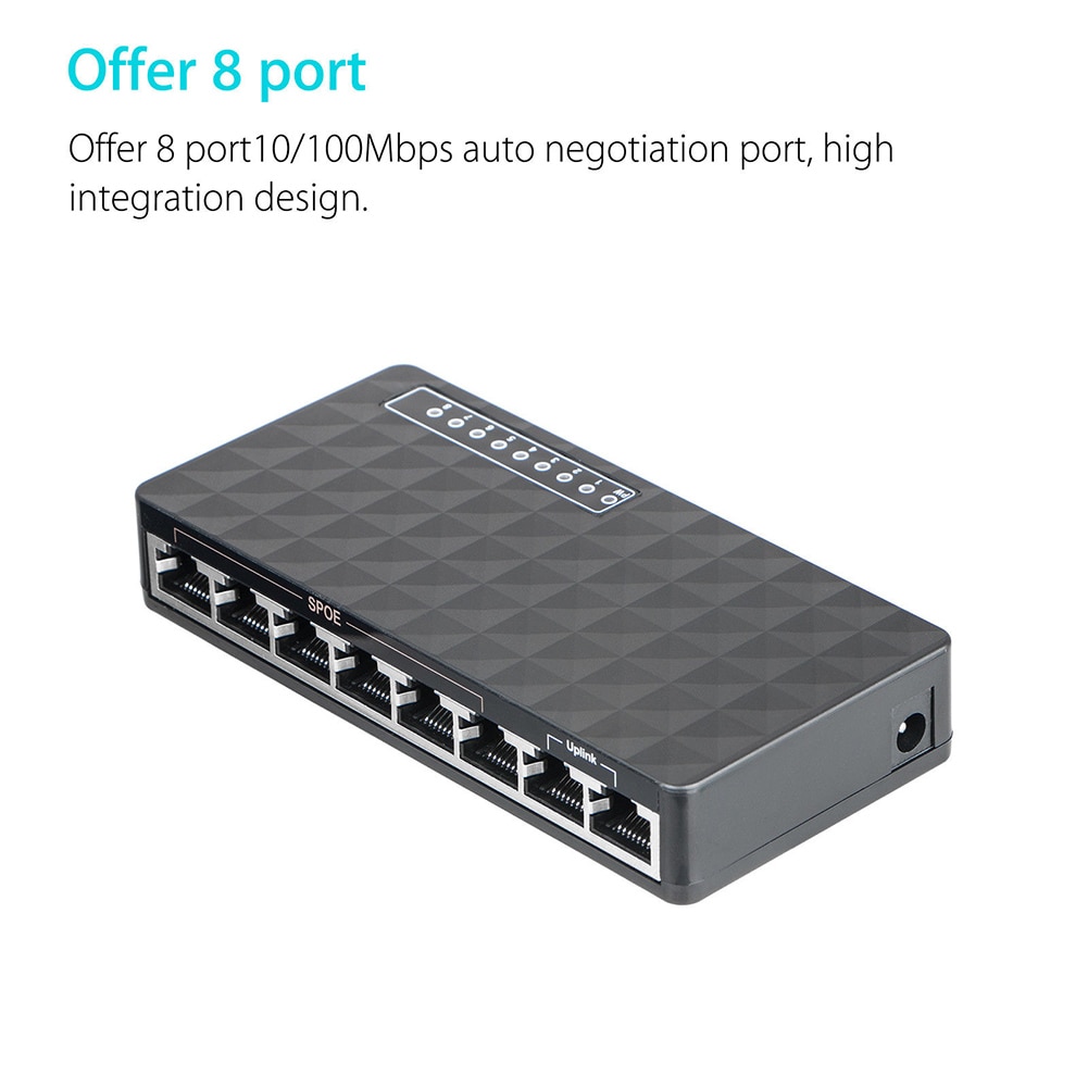 10/100 mbps 8 port hurtig ethernet lan desktop  rj45 netværk switch hub adapter  em88