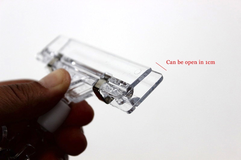 50PCS Merchandise Sign Clips Display Clip on Sign Holder Stand Rotatable Clear POP Clip on Sign Holders Price Tag Card Display
