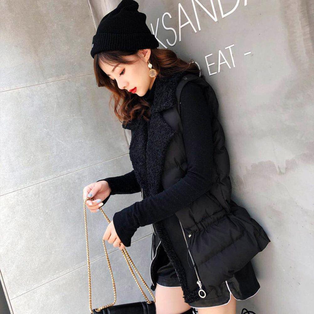 Plus size dames effen imitatie lamswol dikke warme vest jas zakken rits mouwloze jas gilet kantoor dame gilet femme