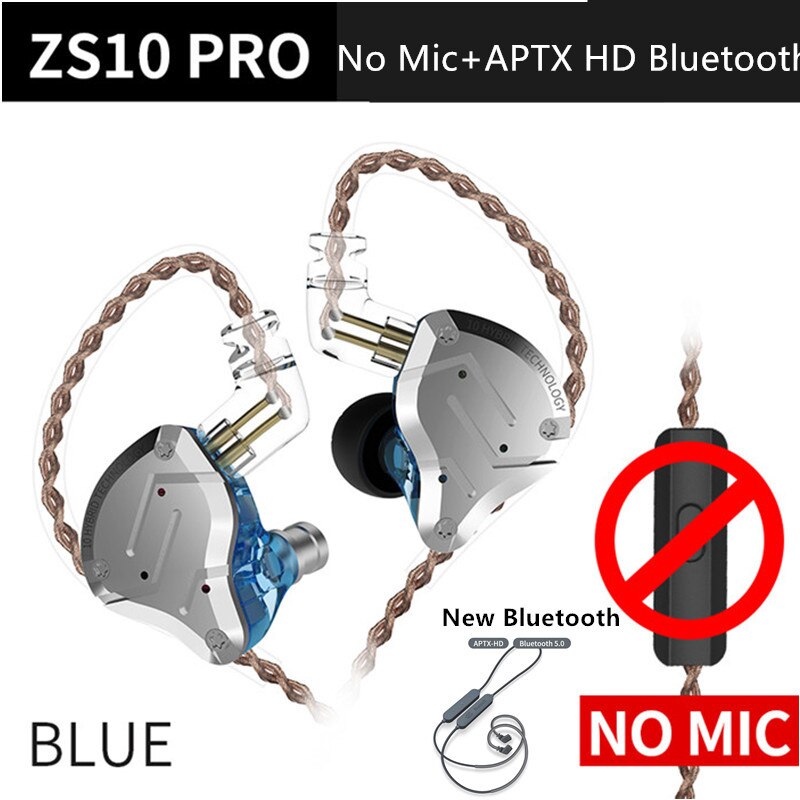KZ ZS10 Pro Aptx HD Cable In Ear Earphones Hybrid 4BA+1DD Hifi Bass Earbuds Metal Headphone Sport