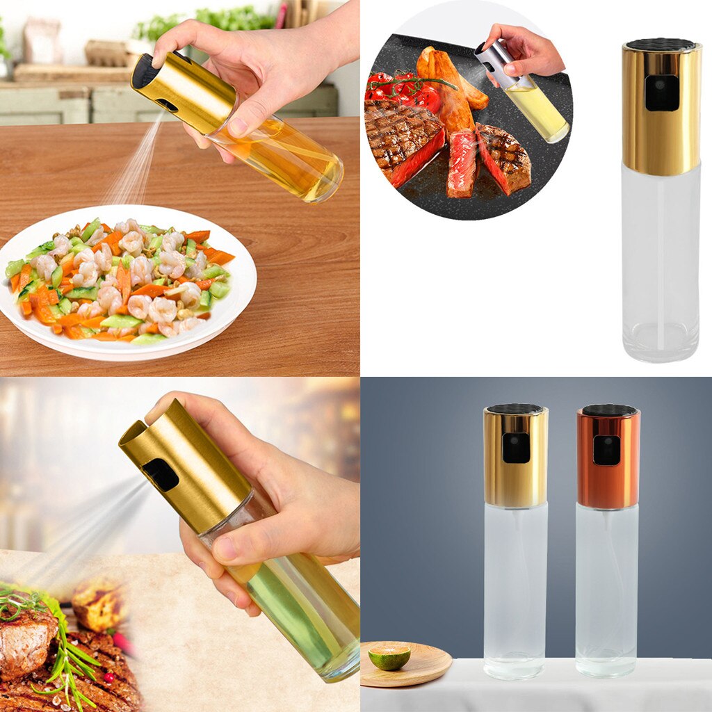 Rvs Olijfolie Sproeier Keuken Olie Spray Pomp Fles Glazen Olie Pot Lekvrije Druppels Olie Dispenser Bbq koken Gereedschap