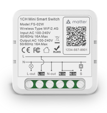 Inteligentny przełącznik Matter WiFi dla Homekit i Home Assistant, moduł przekaźnikowy do inteligentnego domu 16A, współpracuje z Alexa i Google.: Default Title