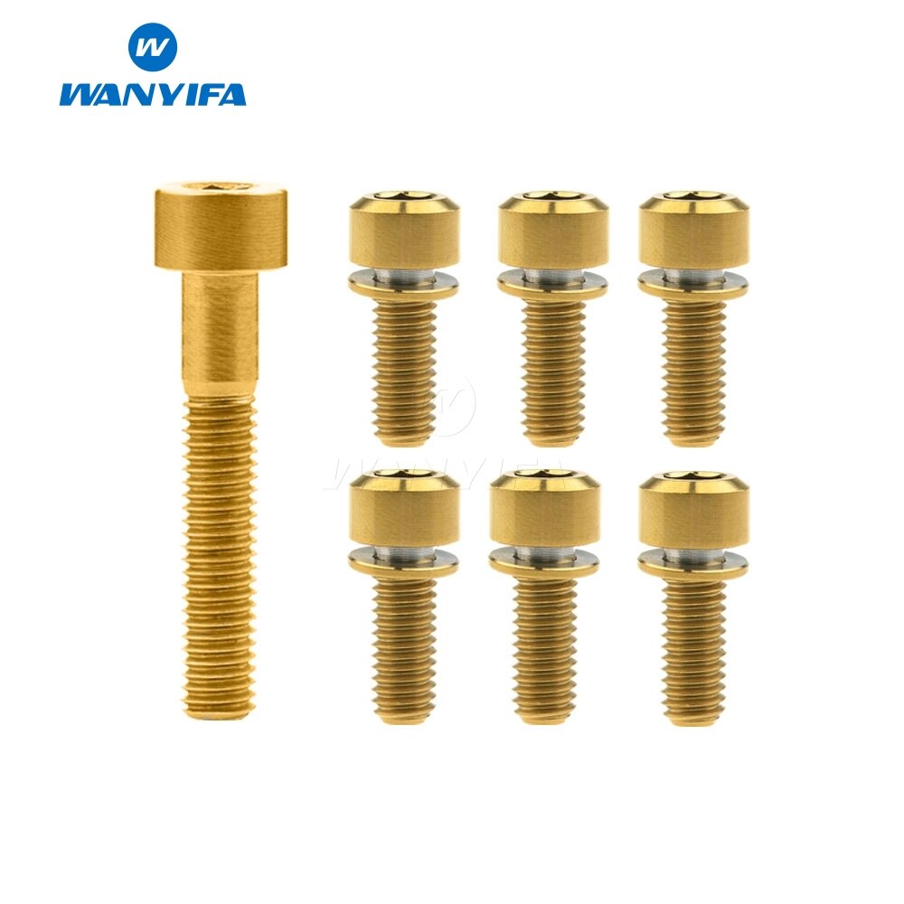 Wanyifa 6Pcs M6x16 18 20 25mm Titanium Bolt with Washers + 1Pcs M6x35mm Column Head Ti Titanium Screws Bolts