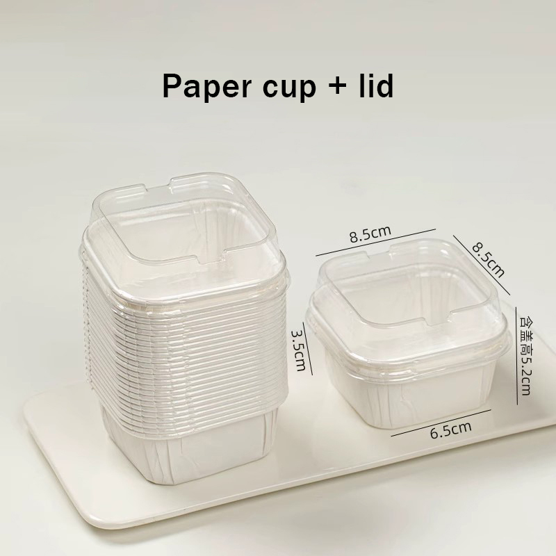 50pcs Square Disposable Cake Paper Holders Oil Proof Paper Cups Baking Cup Pastry Packaging Boxes DIY Cake Tools Kitchen Supplie: Yellow