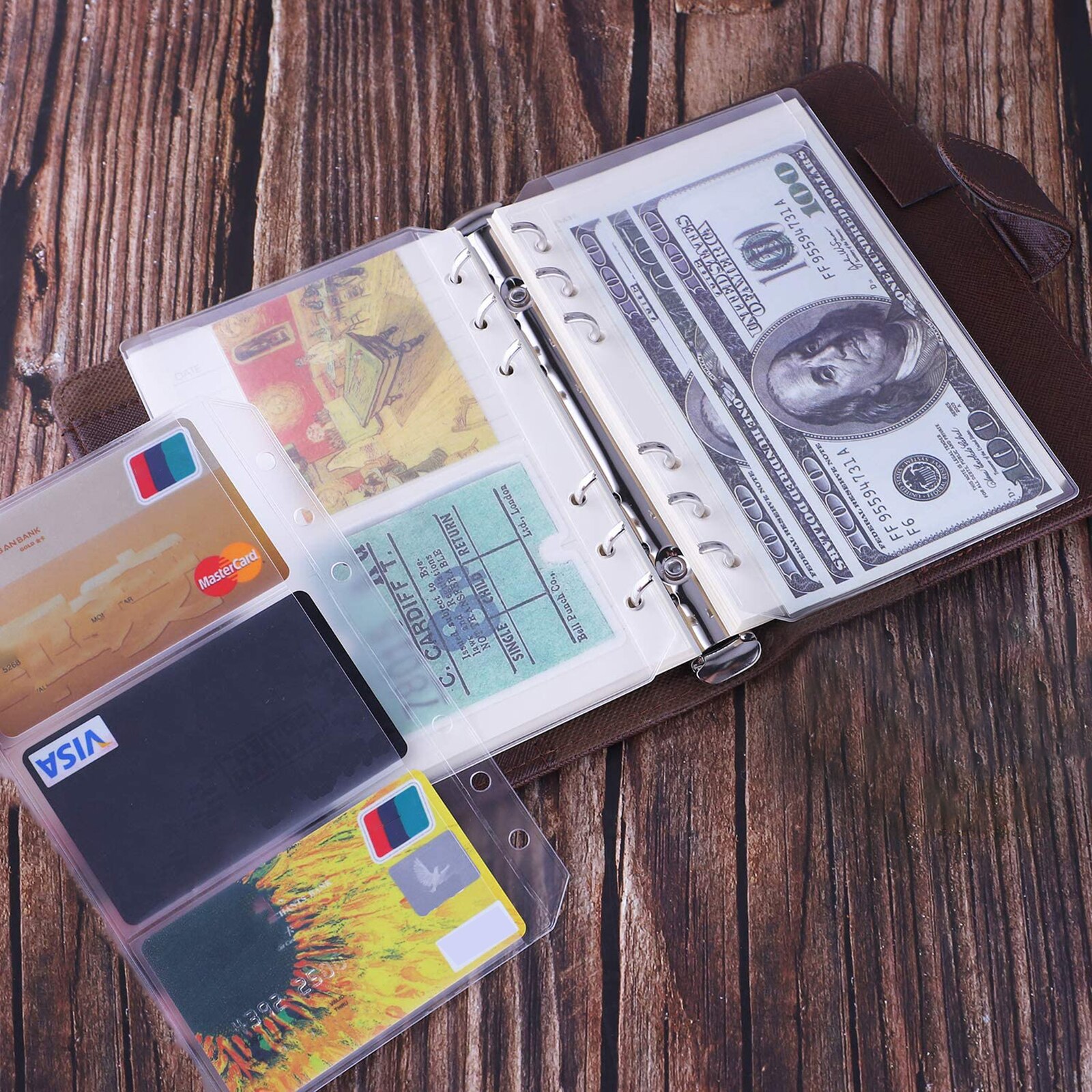 12pcs Transparent PVC Storage Cards Holder A6 Binder Rings Universal Notebook 6 Hole Loose Leaf Filing Storgae Bags