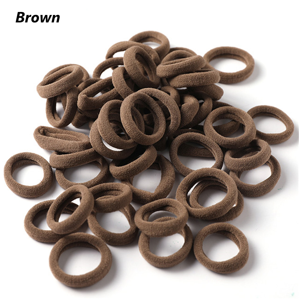 50pcs No-damage Hair Ropes Mini Elastic Rubber Hair Bands for Women Seamless Hair Ties Ponytail Holders Hair Accessories: Brown