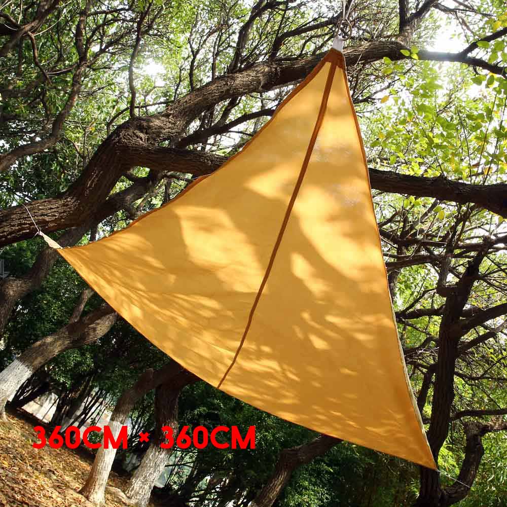 triangle sun shelter sunshade protection outdoor canopy garden patio pool shade sail awning camping picnic tent Shading cloth: Yellow 360x360cm