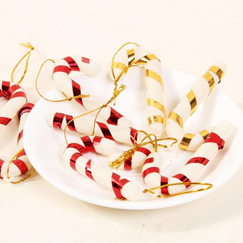 6 stks/pak Voor Nieuwjaar Xmas Party Kids XMAS Opknoping Candy Cane Kerstboom Ornamenten Crutch Hanger Decor