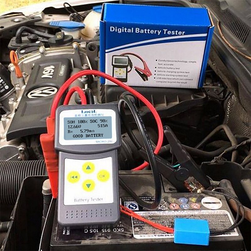 Digital Car Battery Tester 12V Micro 200 CCA 100-2000 Car Diagnostic Tool Automotive Battery System Analyzer USB Printing