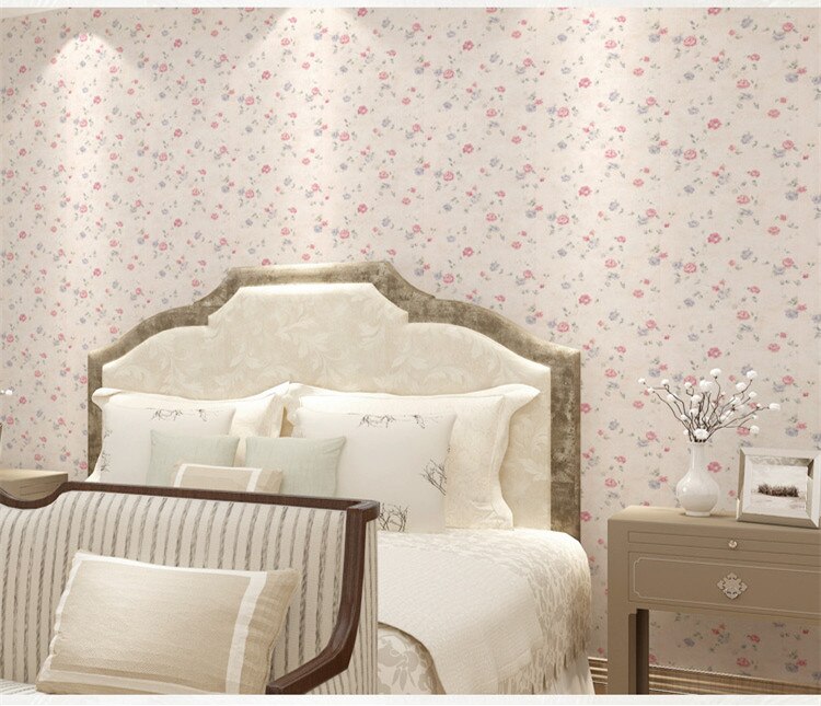 Papel tapiz coreano rosa púrpura floral PVC impermeable para dormitorio Sala pared rollo de papel decoración del hogar 10MX53CM