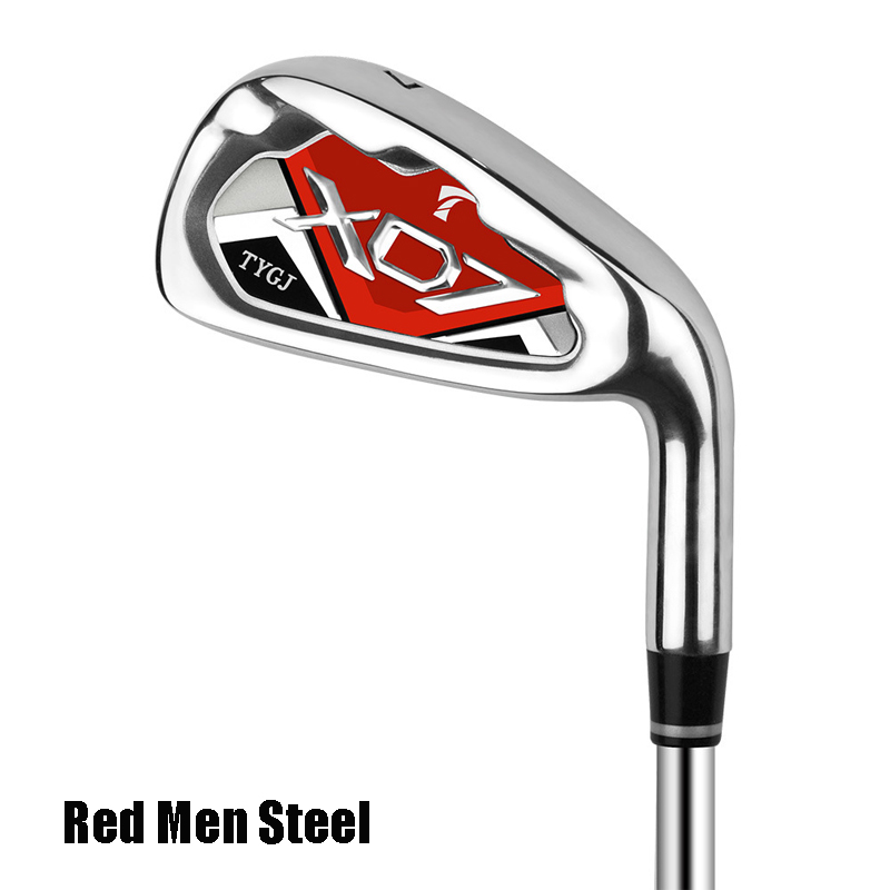 Golf Clubs No. 7 Iron Carbon Beginner Club Male And Female XD7 Outdoor Golf Game: Red Men Steel