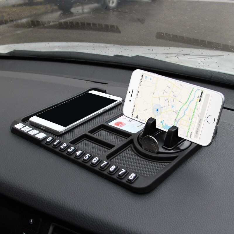 Multifunktionel bil silikone dashboard pad mat bil anti-slip mat auto telefonholder skridsikker sticky anti slide dash telefon mount: Sort