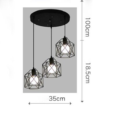 Rustik industriel pendel geometri jern pendel lamper køkkenø lampe pendel loft cafe butik hængende lysarmaturer: 3 hoveder rundt