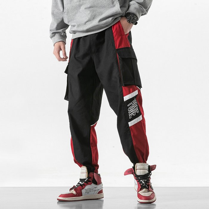 Techwear Pantaloni Baggy Uomo Jogger Cargo Sportivi - Streetwear Punk Taglie Forti, Colore Nero