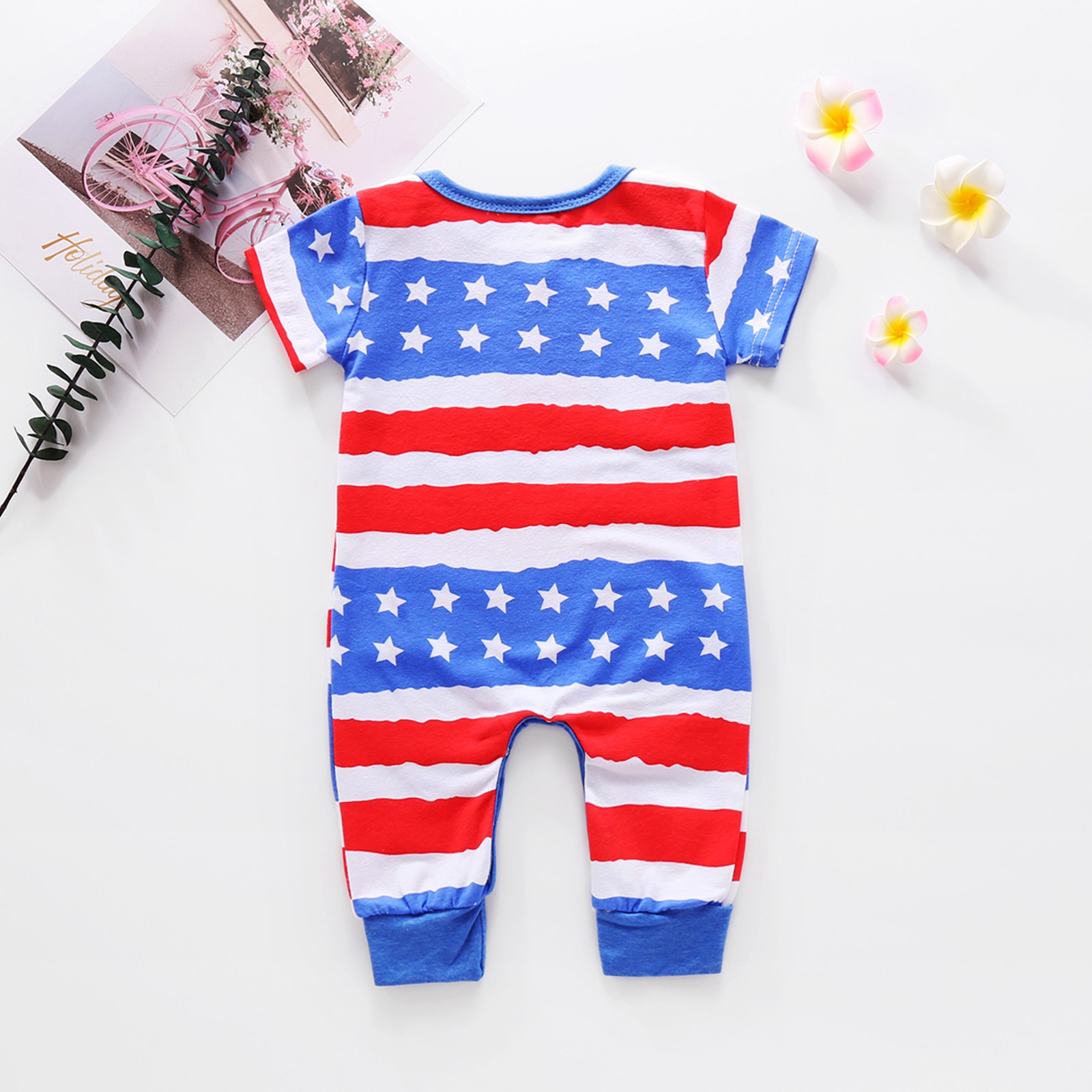 Newborn Clothes 3-18M Infant Baby Boys Girls 4th-of-July Stars and Striped Printed Romper Jumpsuit ropa bebe niña