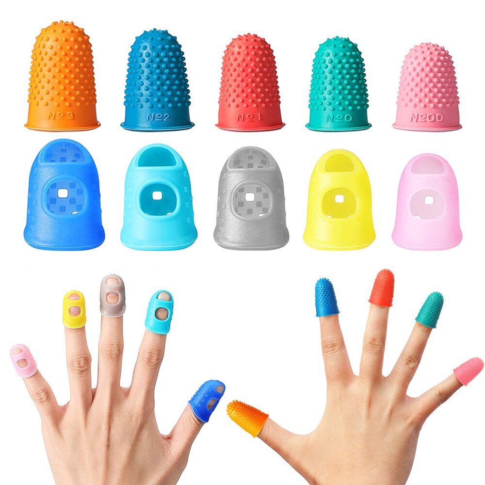 5/10 pz ditale in gomma per cucire protezione per le dita in Silicone ferri da maglia fatti a mano trapuntatura accessori artigianali strumenti di cucito fai da te