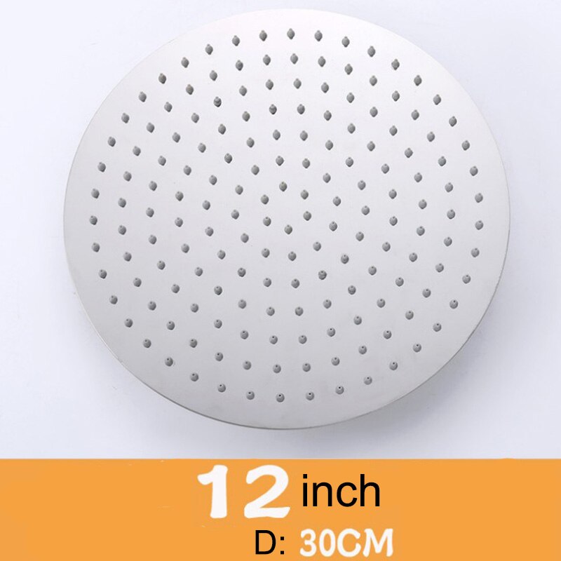 Top Douchekop Rainfull Waterbesparende Vierkante Ronde Ultra-Dunne Rvs Bad Tops Douche Voor Bathroon 6 "8" 10 "12Inch: 12 inch  Shower Head