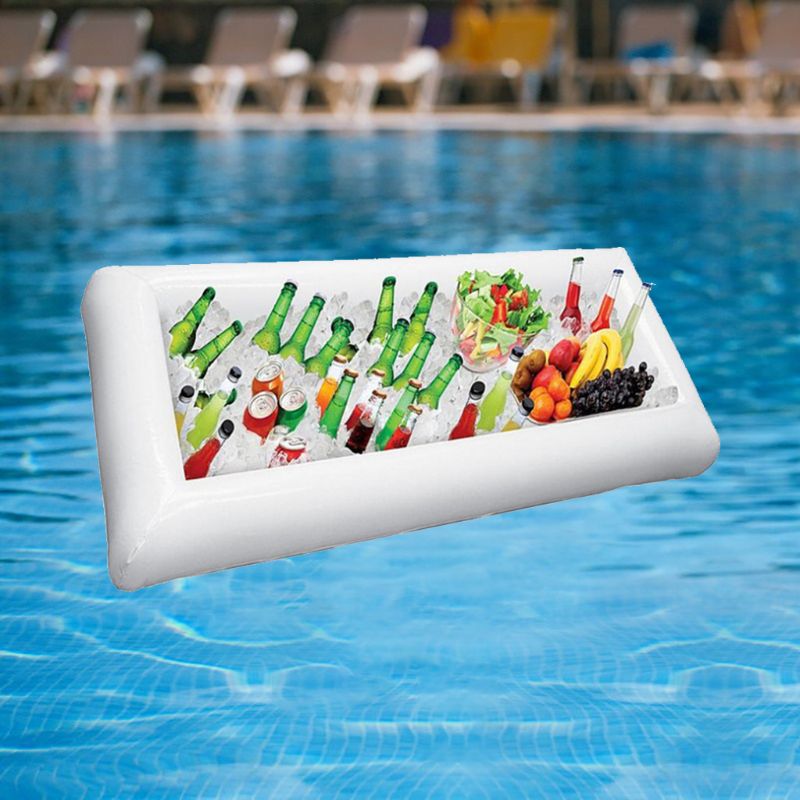 White Inflatable Ice Trough Durable PVC Water Entertainment Salad Plate Stand J2HA