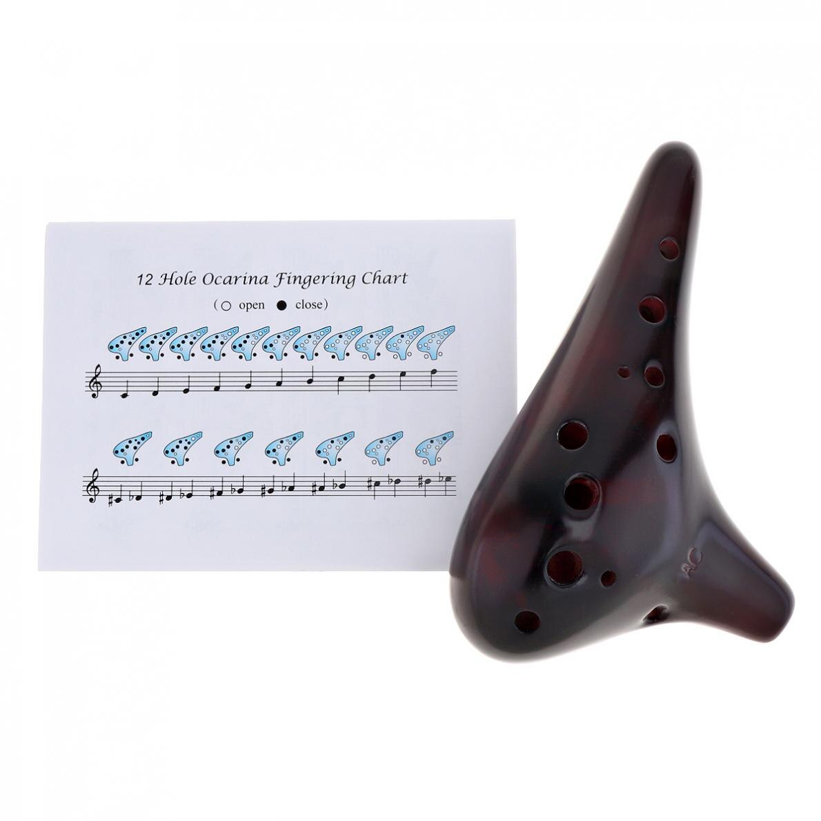 Ocarina 12 Holes Alto ToneC Ocarina Flute Ceramic Musical Instruments Smoked Burn Woodwind Instruments