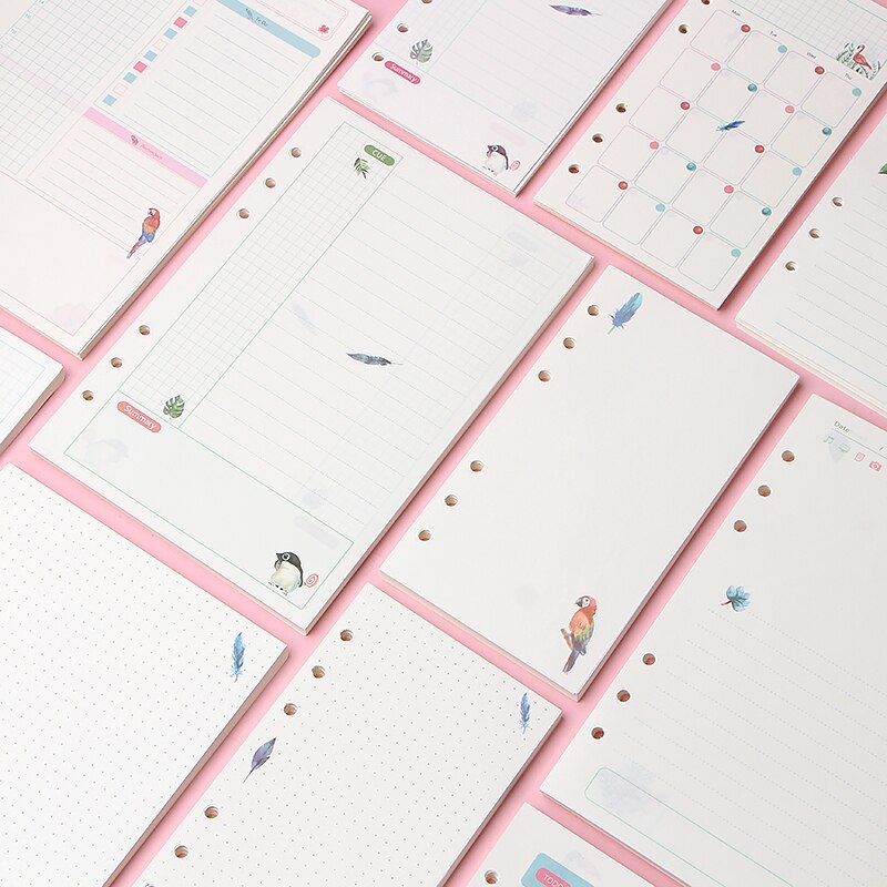 6 Holes A5 A6 Loose Leaf Notebook Refill Spiral Binder Planner Inner Page Inside Paper Dairy Weekly Monthly Plan To Do Notebook