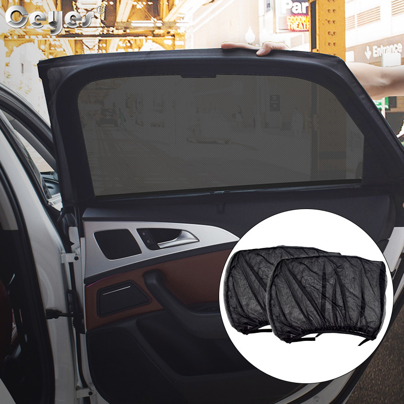 Ceyes 2 stks/partij Auto Styling Auto Accessoires Zonnescherm UV Beschermen Gordijn Zomer Window Zonnescherm Side Window Mesh Zonneklep films