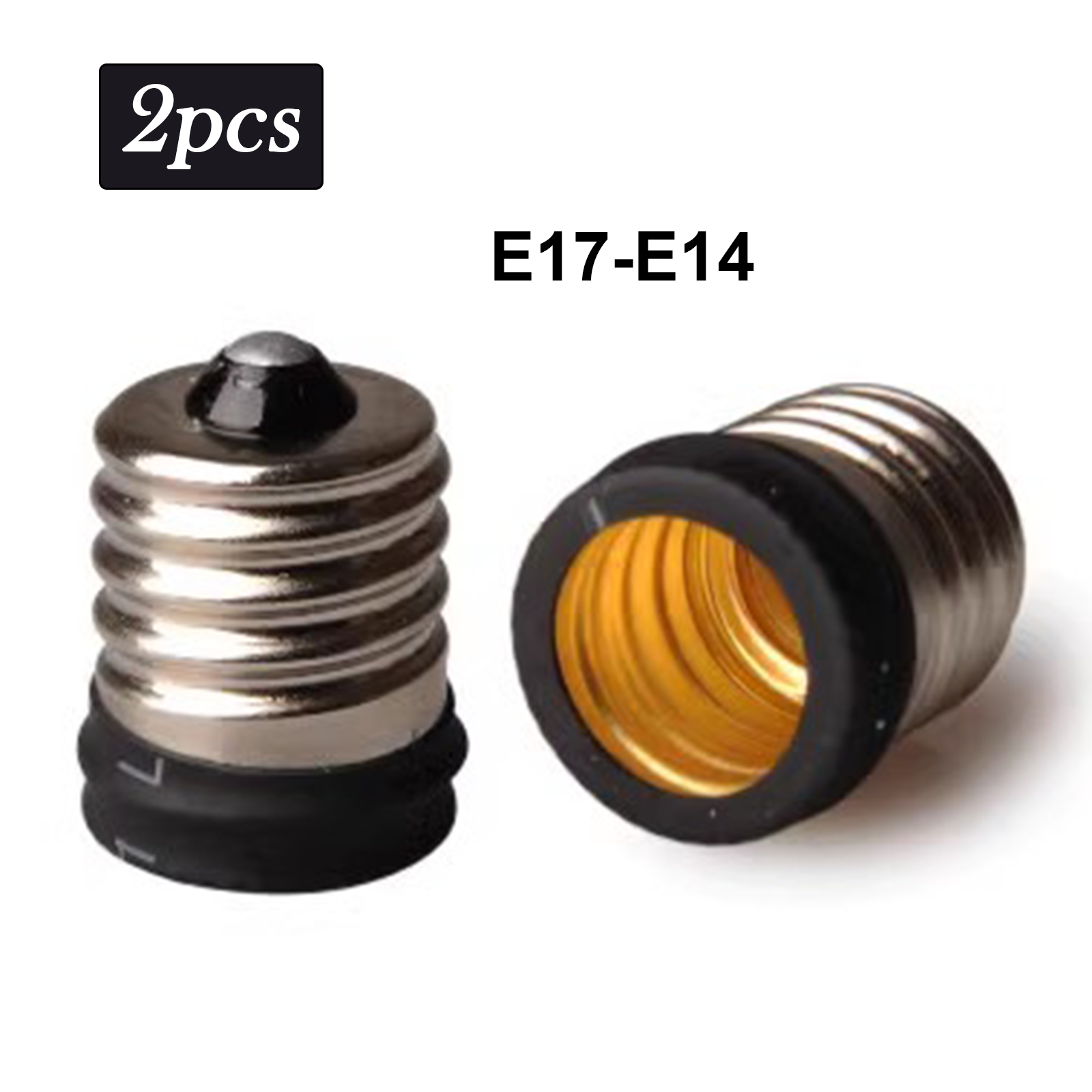 2PCS E17 to E14 Adapter, E17 to E14 Socket Converter for LED/CFL/Halogen Bulbs, Durable Lamp Holder Base Adapter