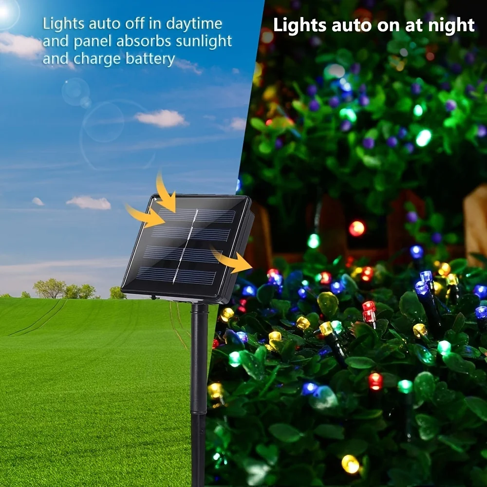 Guirnaldas de luces LED solares de 5M-102M, adorno de guirnalda, lámparas impermeables alimentadas por luz Solar para exteriores, decoración de de jardín de Navidad
