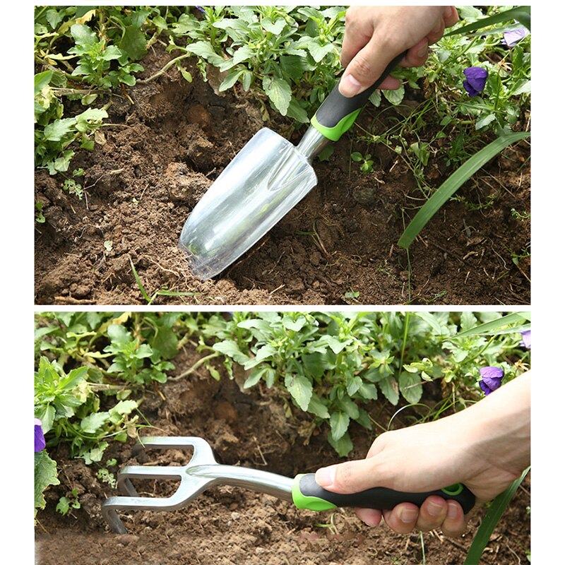 Herramientas de mano de aleación de aluminio escarda, rastrillo, pala, deshierbe, herramientas de excavación, herramientas de plantación de jardín, novedad